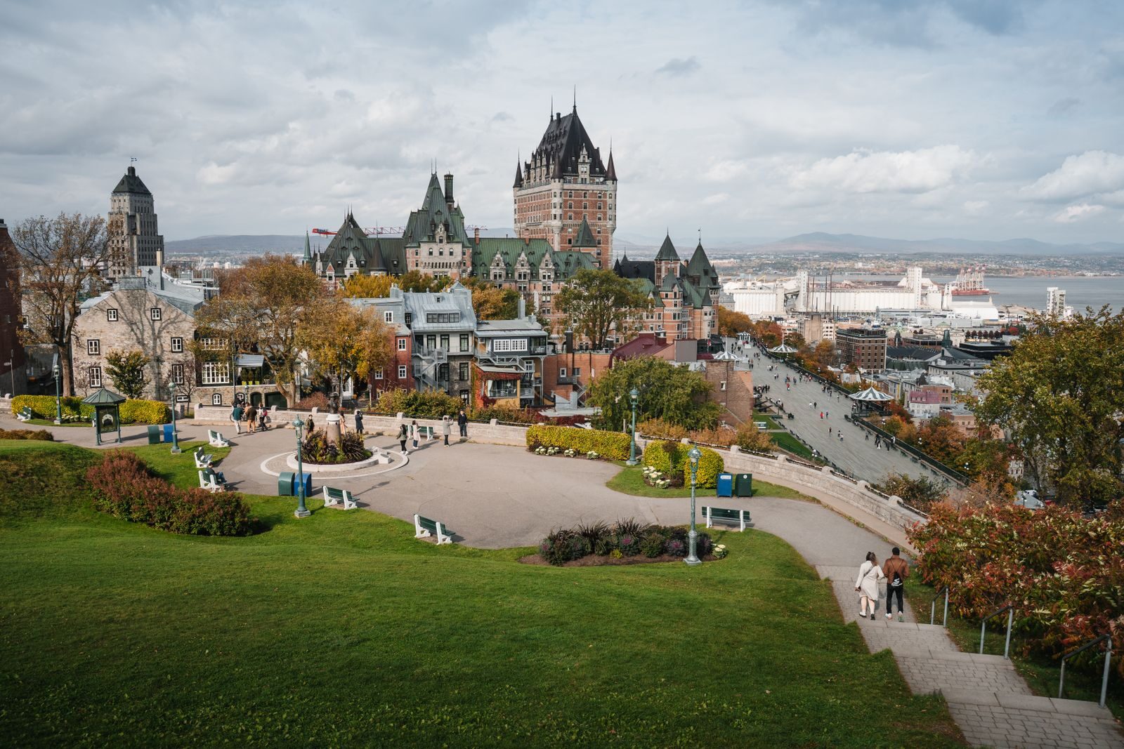 Chateau Frontenac overlooking Old Quebec City in autumn